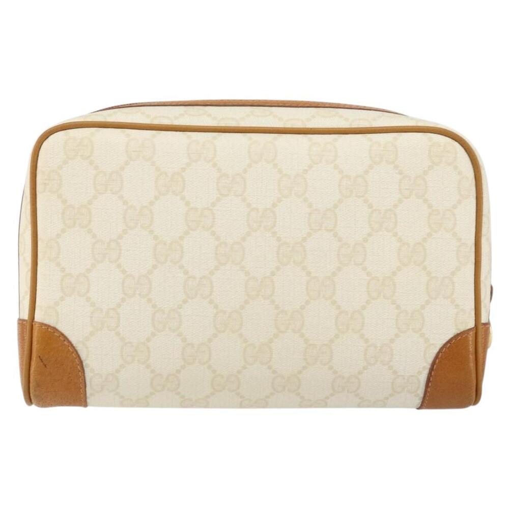 GUCCI GG Canvas Clutch Bag White Gold Auth 145972 - Picture 2 of 16
